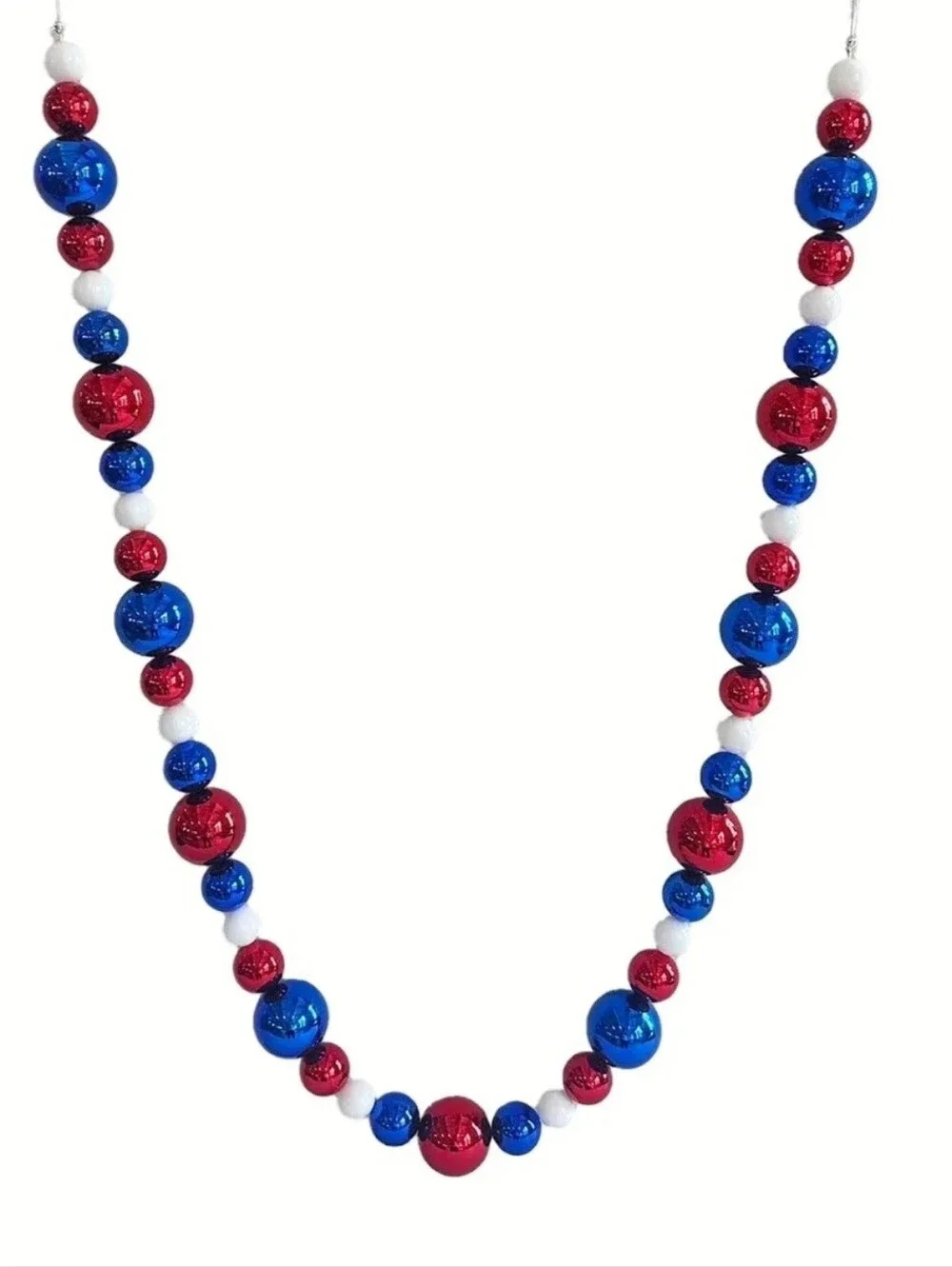 New Patriotic 4th of July Red White & Blue Ornament Garland, 72